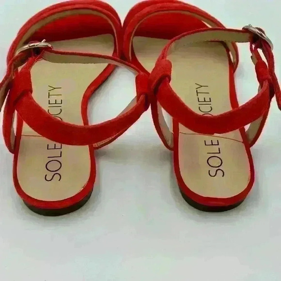 Like New Dark Orange Suede, Strappy, Adjustable Sandals, 6.5, Sole Society - Picture 3 of 8